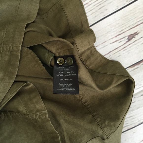 Ted Baker Shirt Dress Size 3 Olive Green Pockets - Picture 5 of 9